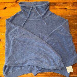 Free People Woman Blue Terry Pullover